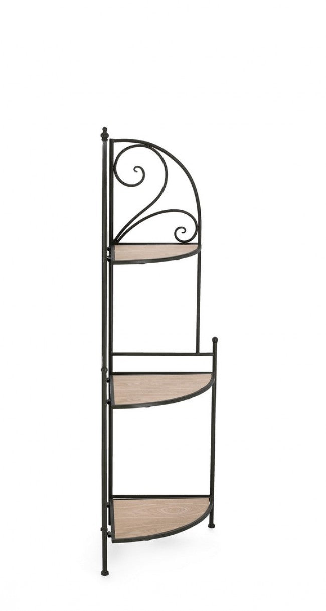 Angoliera 3 Piani Acciaio Nero Stile Rustico da Interno - GISELLE
