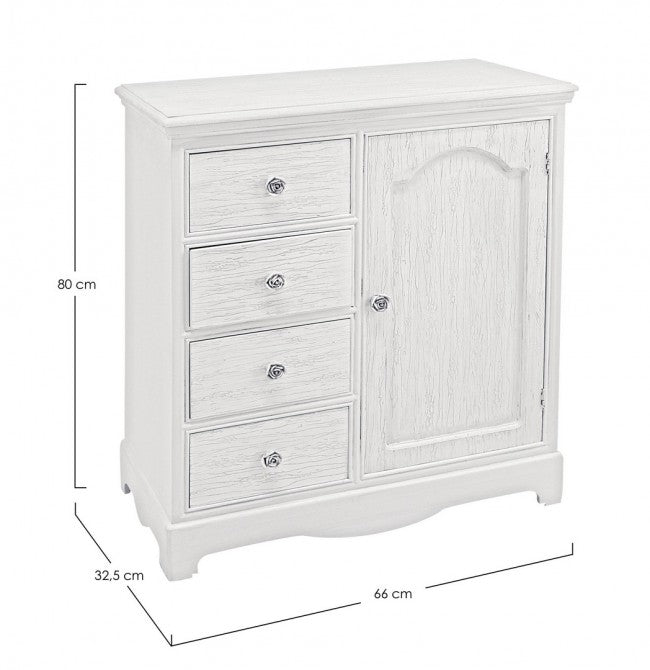 Credenza MDF Impiallacciato Bianca Rustica da Interno - IVORY