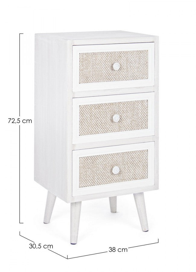 Cassettiera MDF Impiallacciato Bianca Moderna da Interno - EVERETT