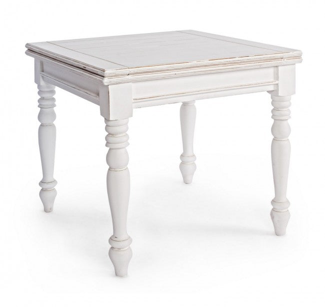 Tavolo Allungabile Legno Bianco Rustico da Interno 80/160x80 - MAEVE