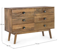 Cassettiera Legno Naturale Rustica da Interno - EVANDER