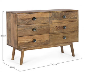 Cassettiera Legno Naturale Rustica da Interno - EVANDER