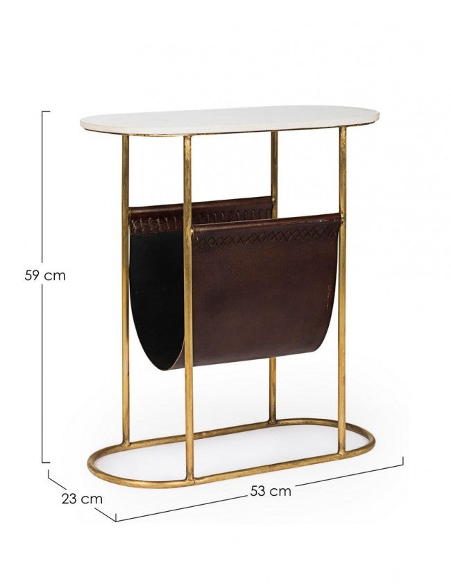 Tavolino con Porta Riviste Acciaio Marrone Industriale - LAWSON