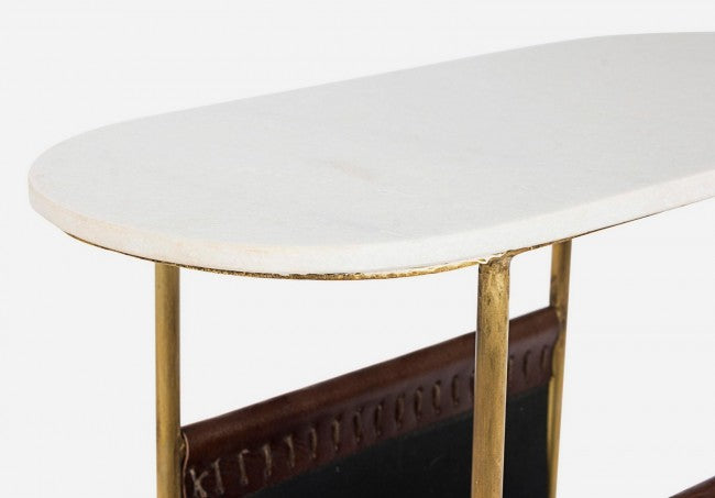 Tavolino con Porta Riviste Acciaio Marrone Industriale - LAWSON