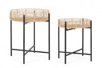 Tavolino Rotondo Acciaio Nero Stile Moderno da Interno - LENNY