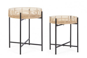 Tavolino Rotondo Acciaio Nero Stile Moderno da Interno - LENNY