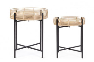 Tavolino Rotondo Acciaio Nero Stile Moderno da Interno - LENNY