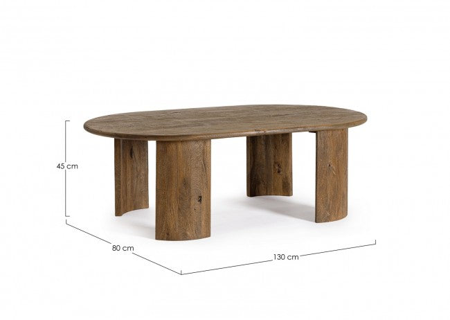 Tavolino Ovale Legno Marrone Rustico da Interni 130x80 - PHOENIX