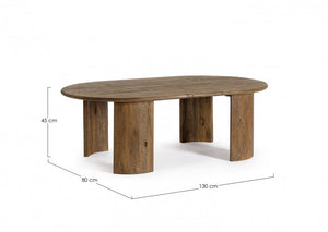 Tavolino Ovale Legno Marrone Rustico da Interni 130x80 - PHOENIX