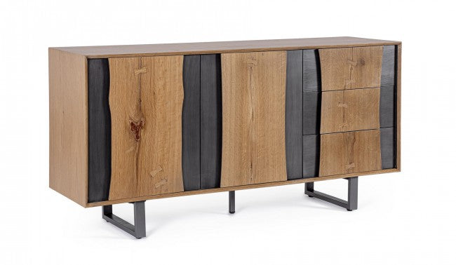 Credenza Legno Naturale e Nero Industriale da Interno - BRAMBLE