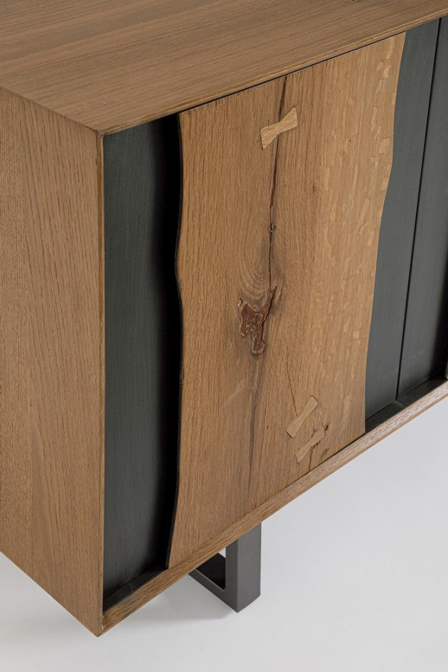 Credenza Legno Naturale e Nero Industriale da Interno - BRAMBLE