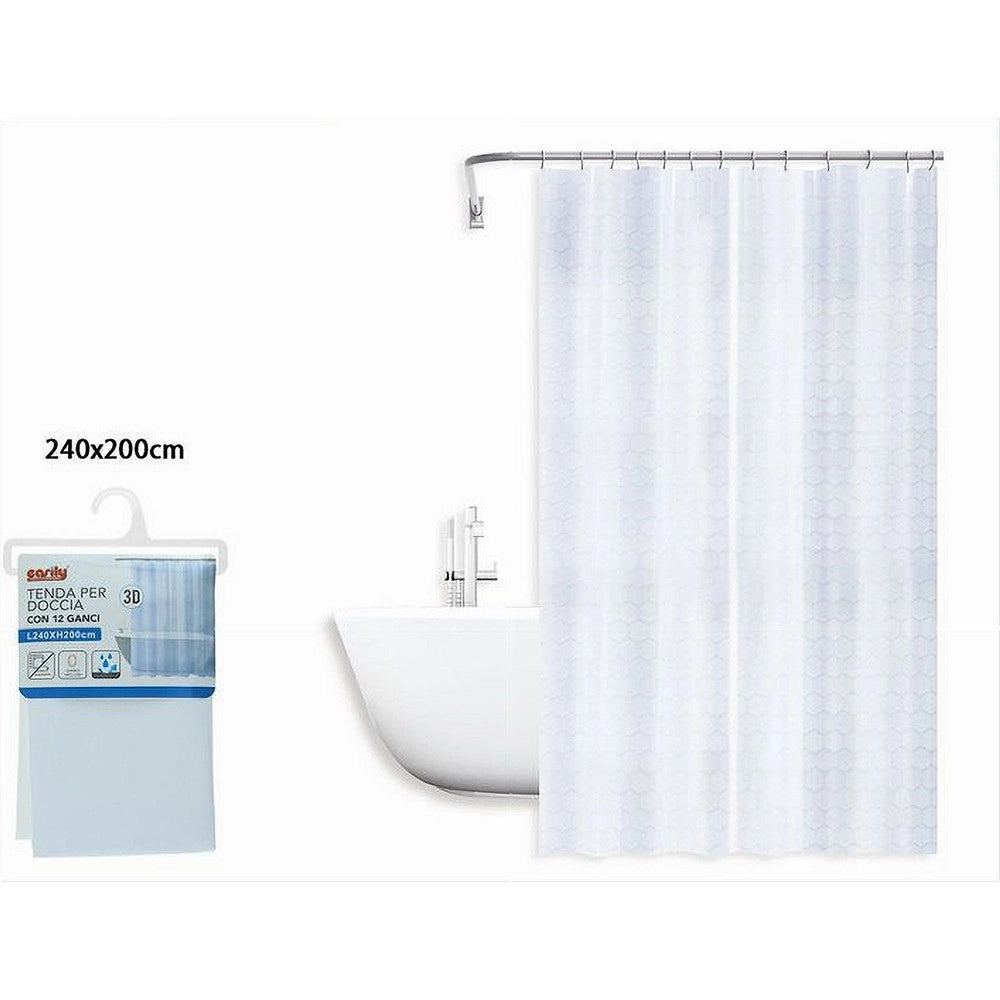 Trade Shop - Tenda Per Doccia Vasca Da Bagno Effetto 3d A Nido D'ape 240x200cm 12 Ganci 87602 -