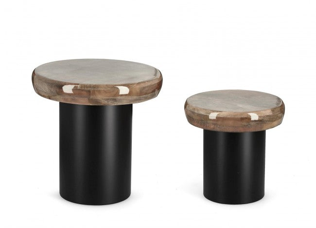 Tavolini Rotondi Legno Nero Moderni da Interno - HYBRID