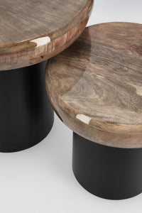 Tavolini Rotondi Legno Nero Moderni da Interno - HYBRID