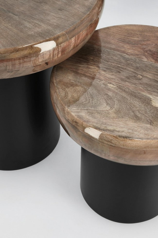 Tavolini Rotondi Legno Nero Moderni da Interno - HYBRID