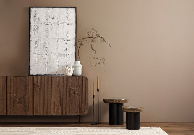 Tavolini Rotondi Legno Nero Moderni da Interno - HYBRID