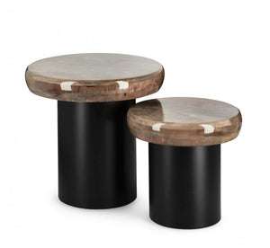 Tavolini Rotondi Legno Nero Moderni da Interno - HYBRID