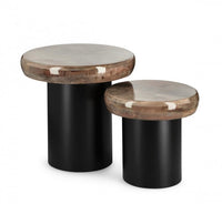 Tavolini Rotondi Legno Nero Moderni da Interno - HYBRID