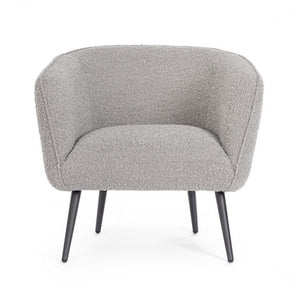 Poltrona Grigio Bouclé Moderna da Interno - MAE