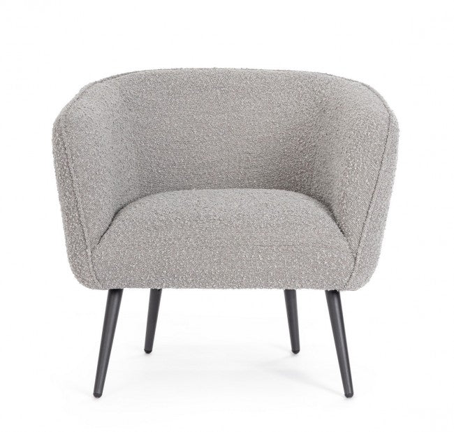 Poltrona Grigio Bouclé Moderna da Interno - MAE