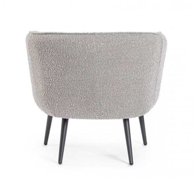Poltrona Grigio Bouclé Moderna da Interno - MAE
