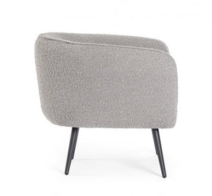Poltrona Grigio Bouclé Moderna da Interno - MAE