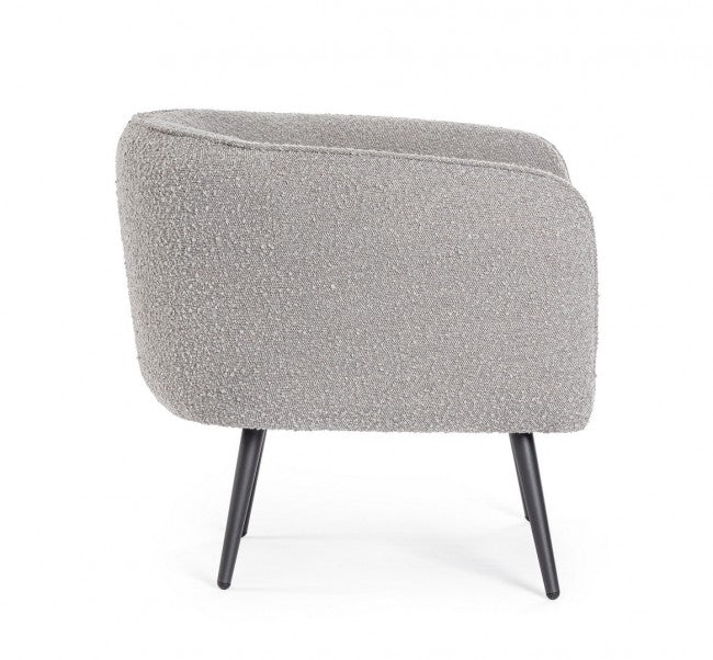 Poltrona Grigio Bouclé Moderna da Interno - MAE
