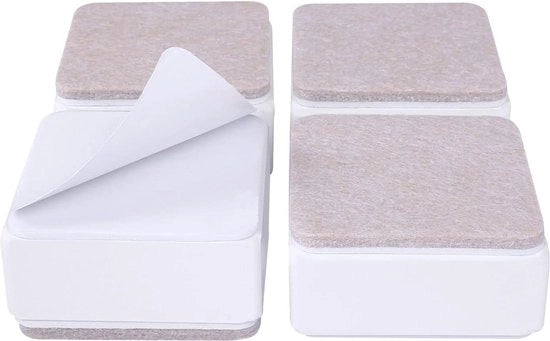 Risparmia Spazio Verghiaccianti in Acciaio - 6 cm - Autoadesivi - Struttura in Acciaio - Aggiunge 3 cm di Altezza - Sostegni per Letti, Sedie e Comò - Supporta 20 Lbs - Forma Quadrata - Bianco.