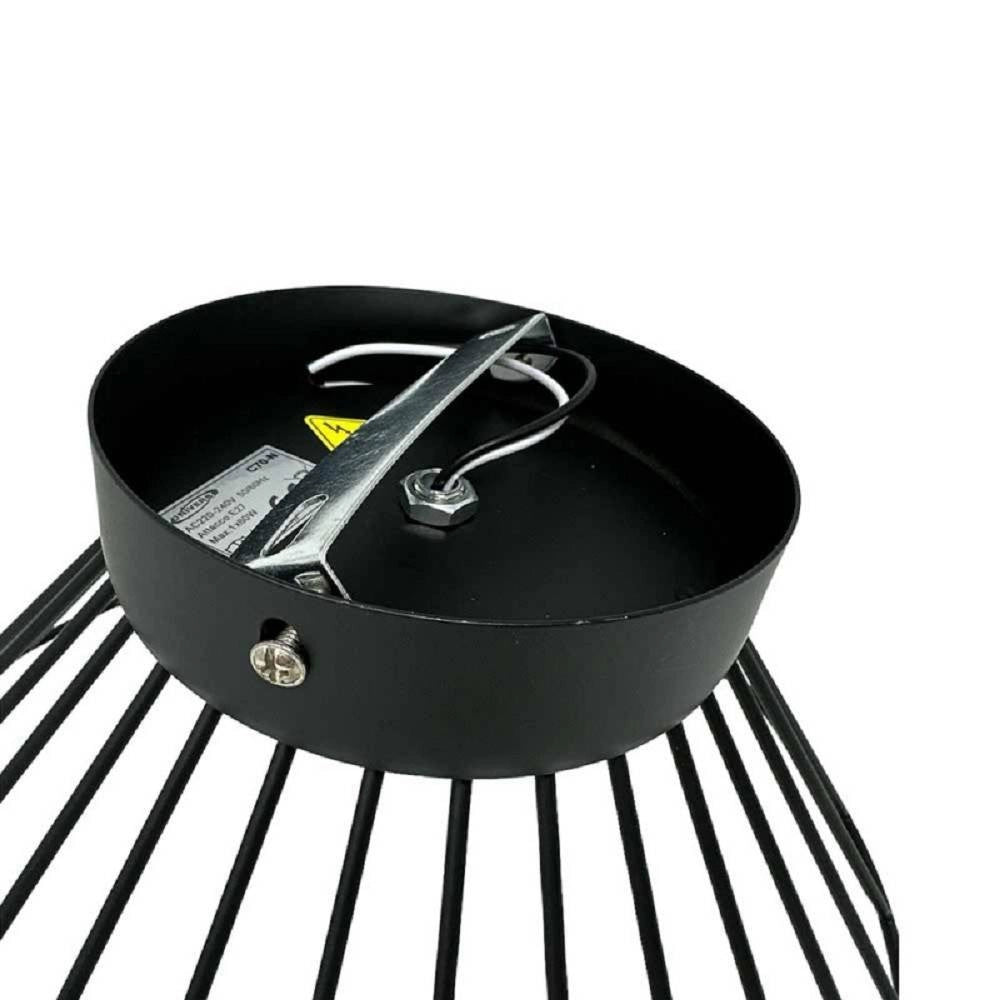 Trade Shop - Plafoniera Paralume Metallo Lampadario Lampada E27 Decorativa Contemporanea C70 - Nero