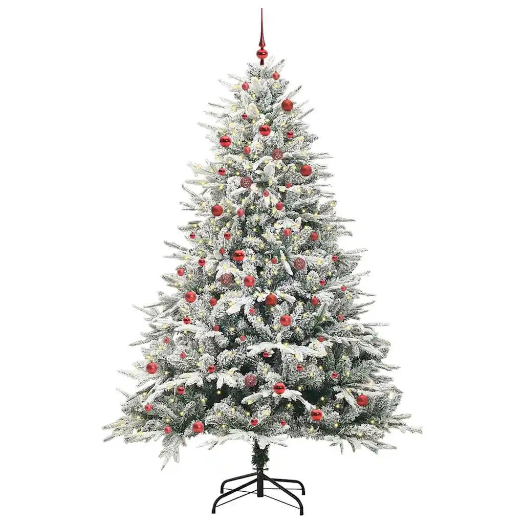Albero di Natale Artificiale Pre-illuminato con Set di Palline