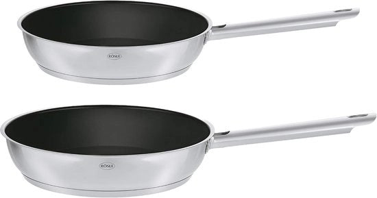 Set di padelle in acciaio inossidabile di alta qualità - 2 pezzi - 20 cm e 28 cm