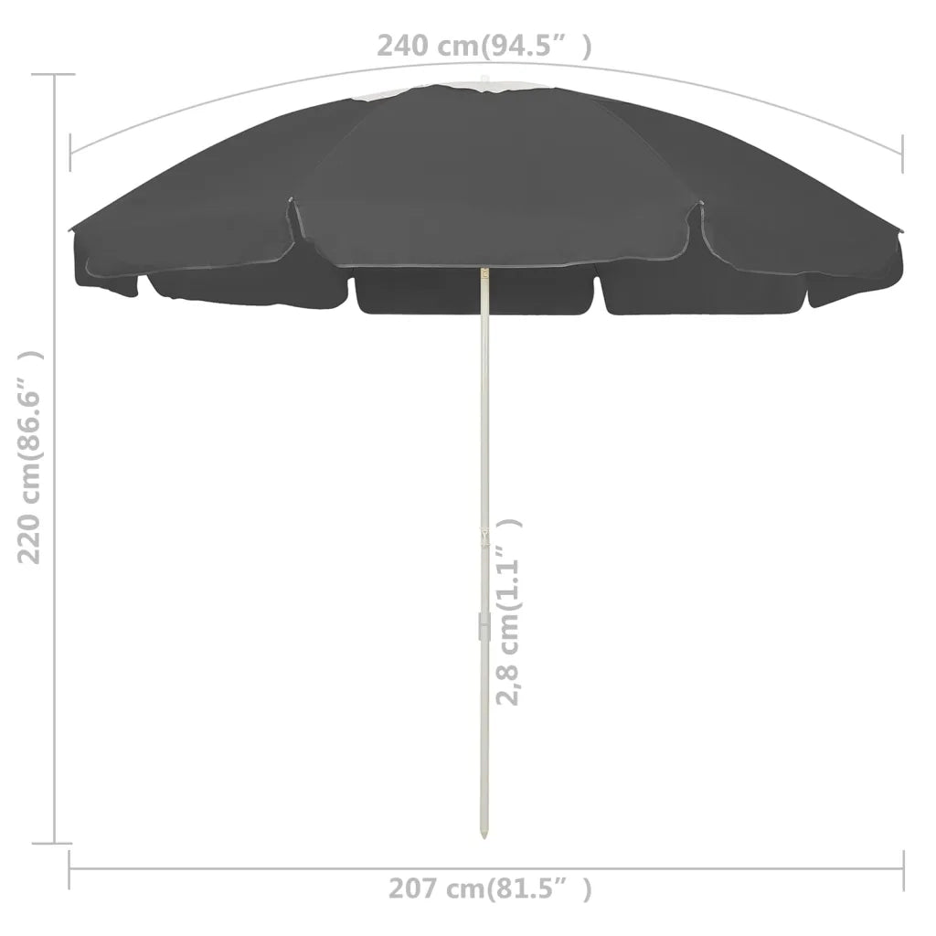 Ombrellone da Spiaggia Antracite 240 cm  cod mxl 23394