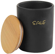 Barattolo in ceramica con tappo di legno Colore e Fantasia: SALE, COLORI: NERO