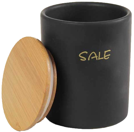 Barattolo in ceramica con tappo di legno Colore e Fantasia: SALE, COLORI: NERO
