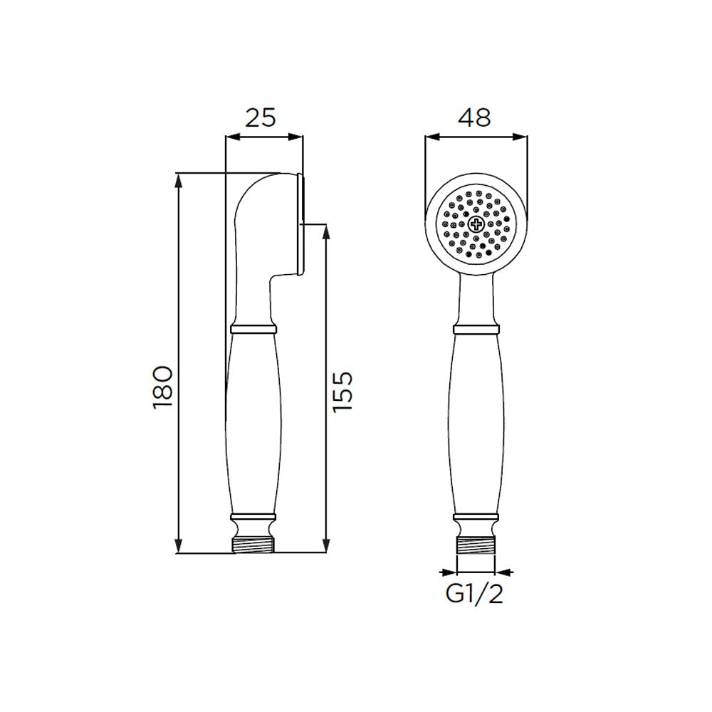 Doccino serie diritta a 1 getto, cromato - nero