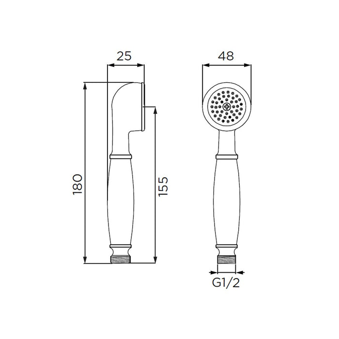 Doccino serie diritta a 1 getto, cromato - nero