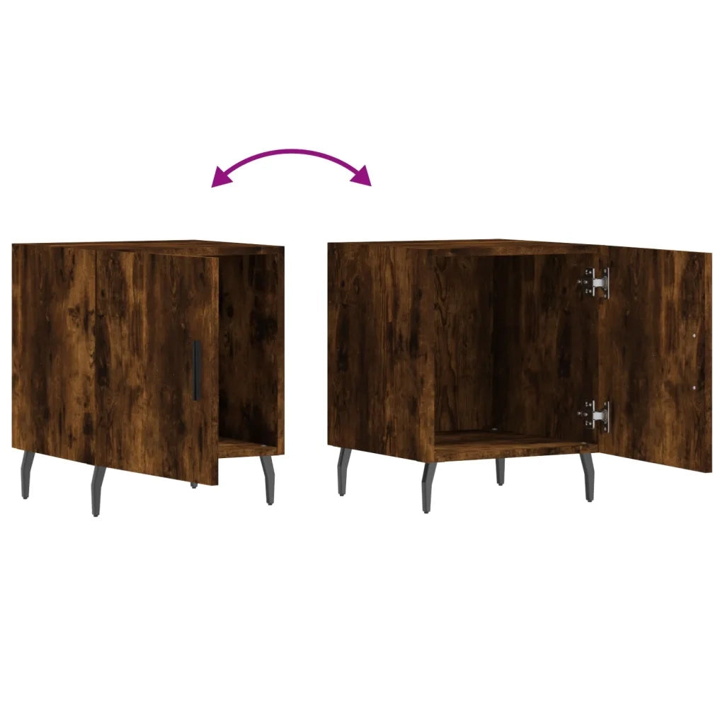 Set di 2 Comodini | Armadio da Notte | Mobiletto da notte Rovere Fumo 40x40x50 cm in Legno Multistrato