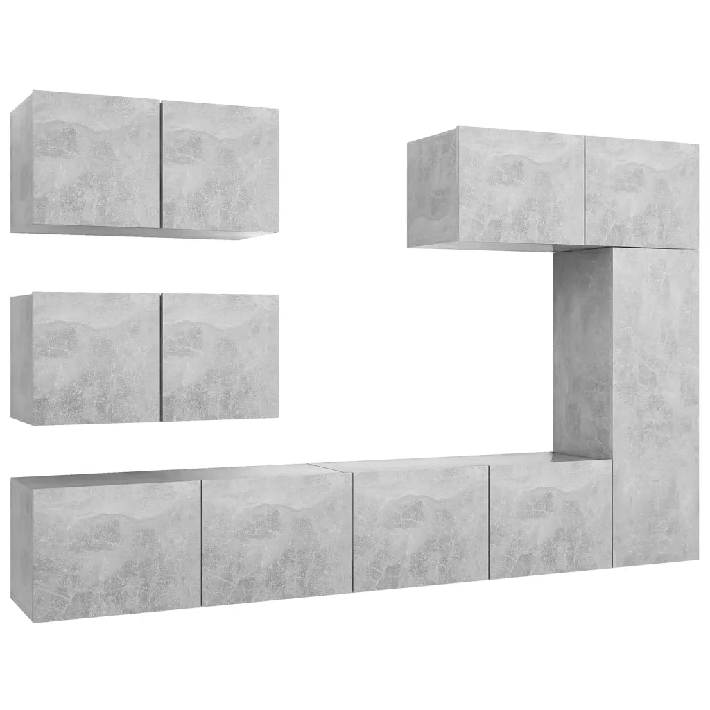 Set di Mobili Porta TV 6 pz Grigio Cemento in Legno Multistrato 3079135