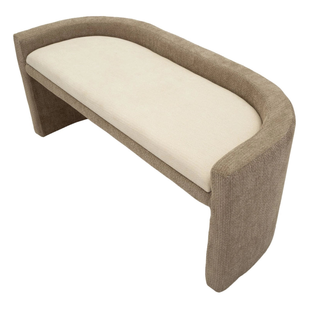 Panca dal design nordico con struttura in MDF e seduta imbottita beige