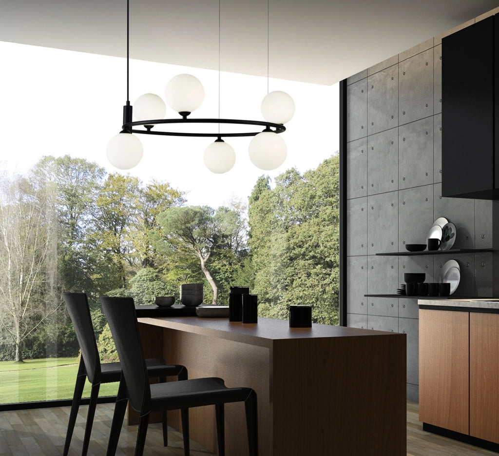 Lampada pendente Modern in Metallo Ring Nero