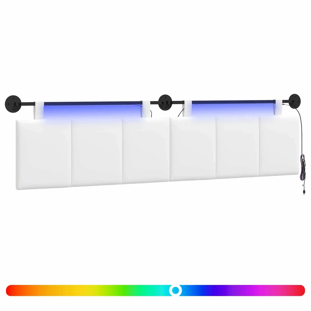 Testiera sospesa Con luce LED Bianco Tessuto 3424837