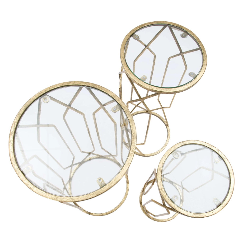 Gerald, Tavolino da Salotto set da 3 Portatelefono, 32x32x71h cm oro