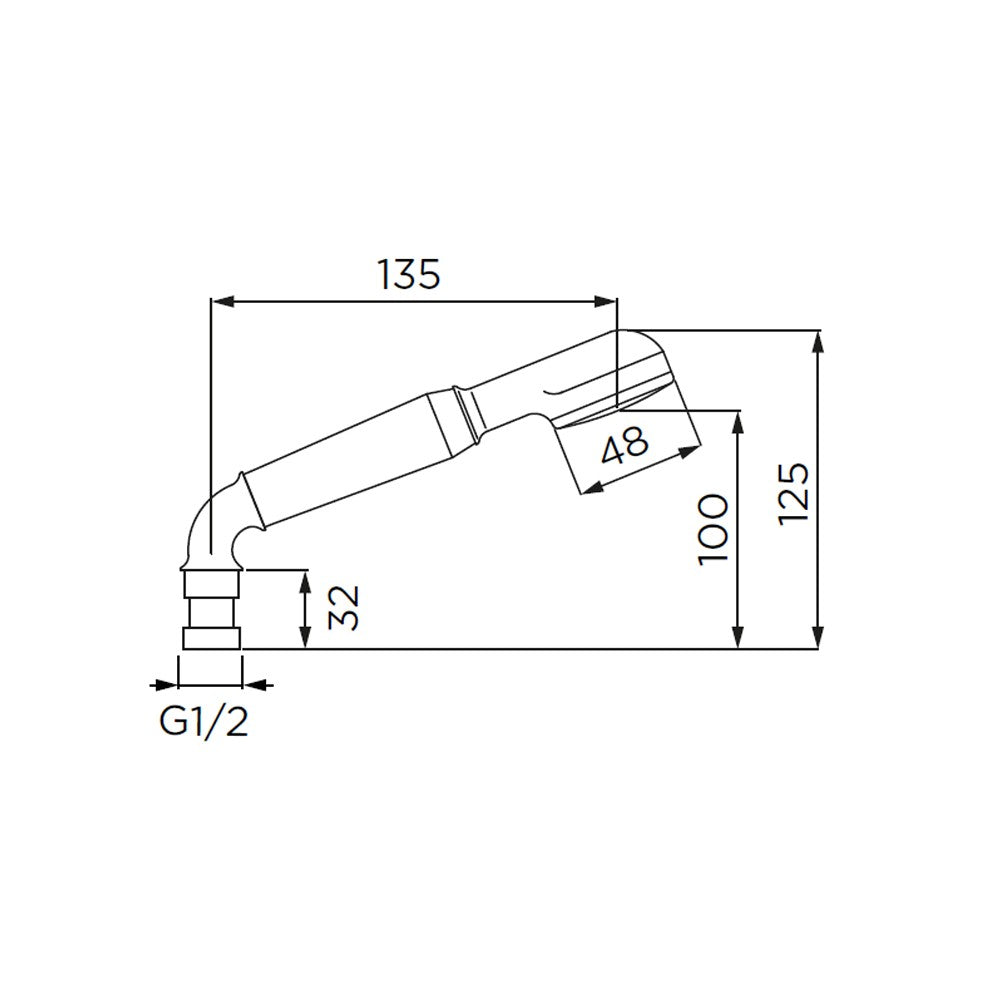 Doccino serie diritta con curva a 1 getto, cromato - nero