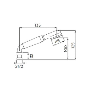 Doccino serie diritta con curva a 1 getto, cromato - nero