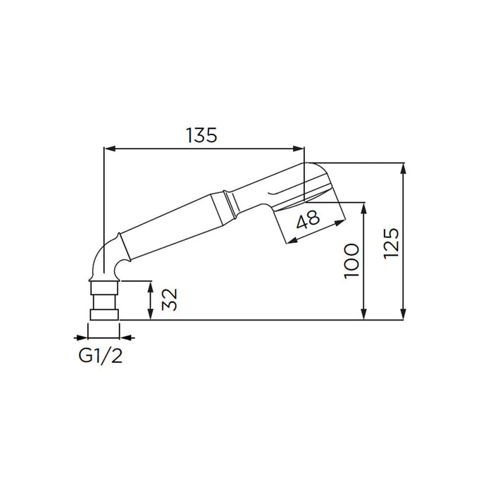 Doccino serie diritta con curva a 1 getto, cromato - nero