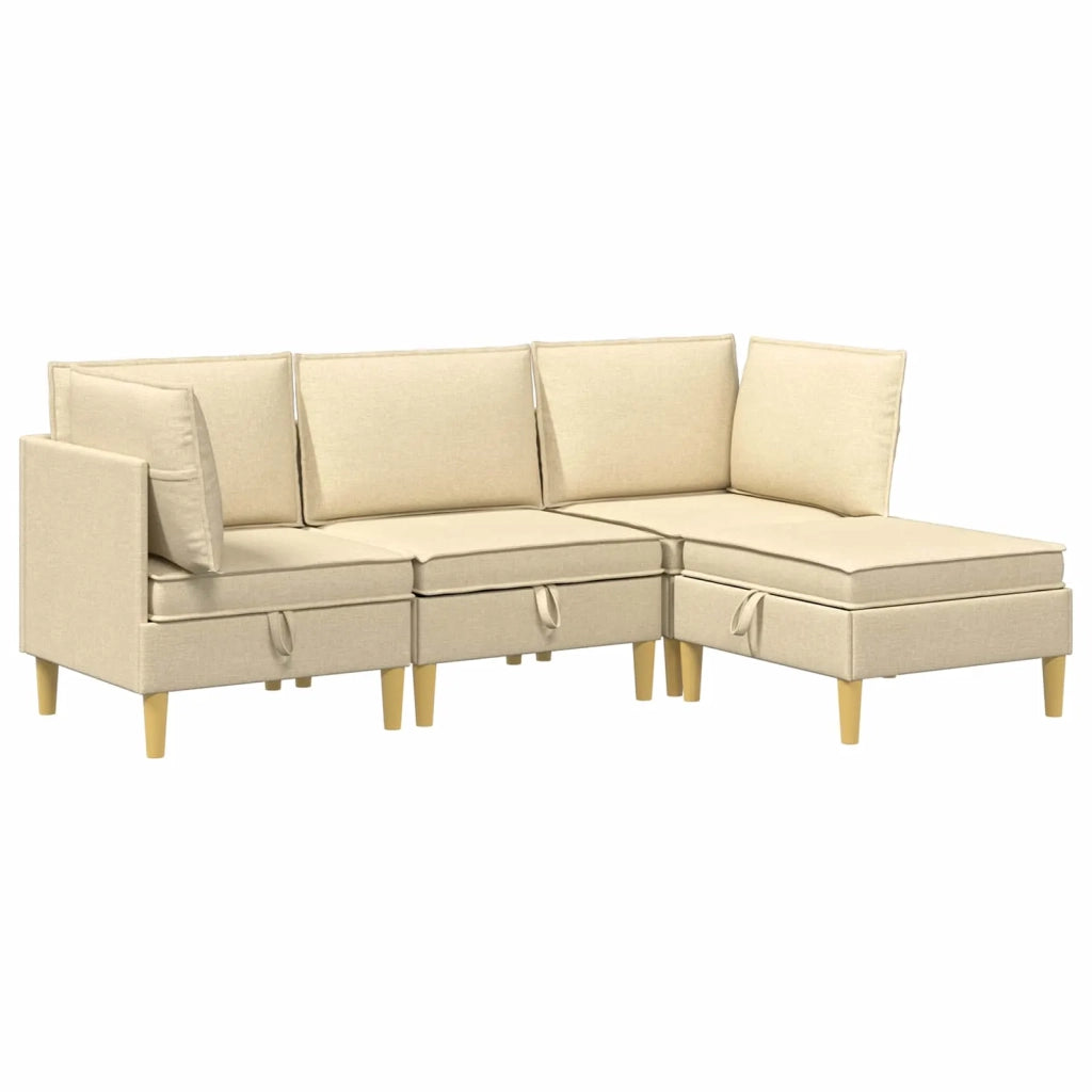 Set di mobili per il soggiorno con cuscino 4 pcs Crema Tessuto 3413710