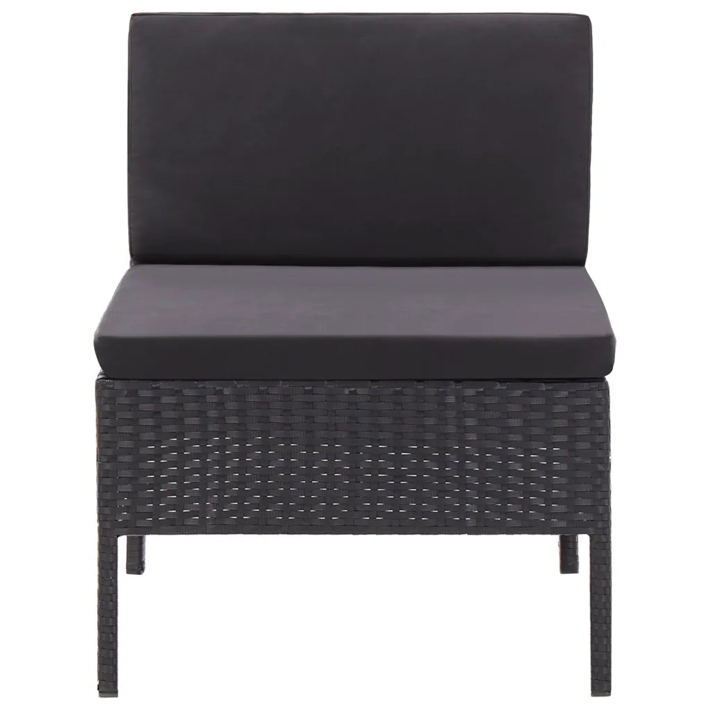Set Divani da Giardino 3 pz con Cuscini in Polyrattan Nero cod mxl 35057