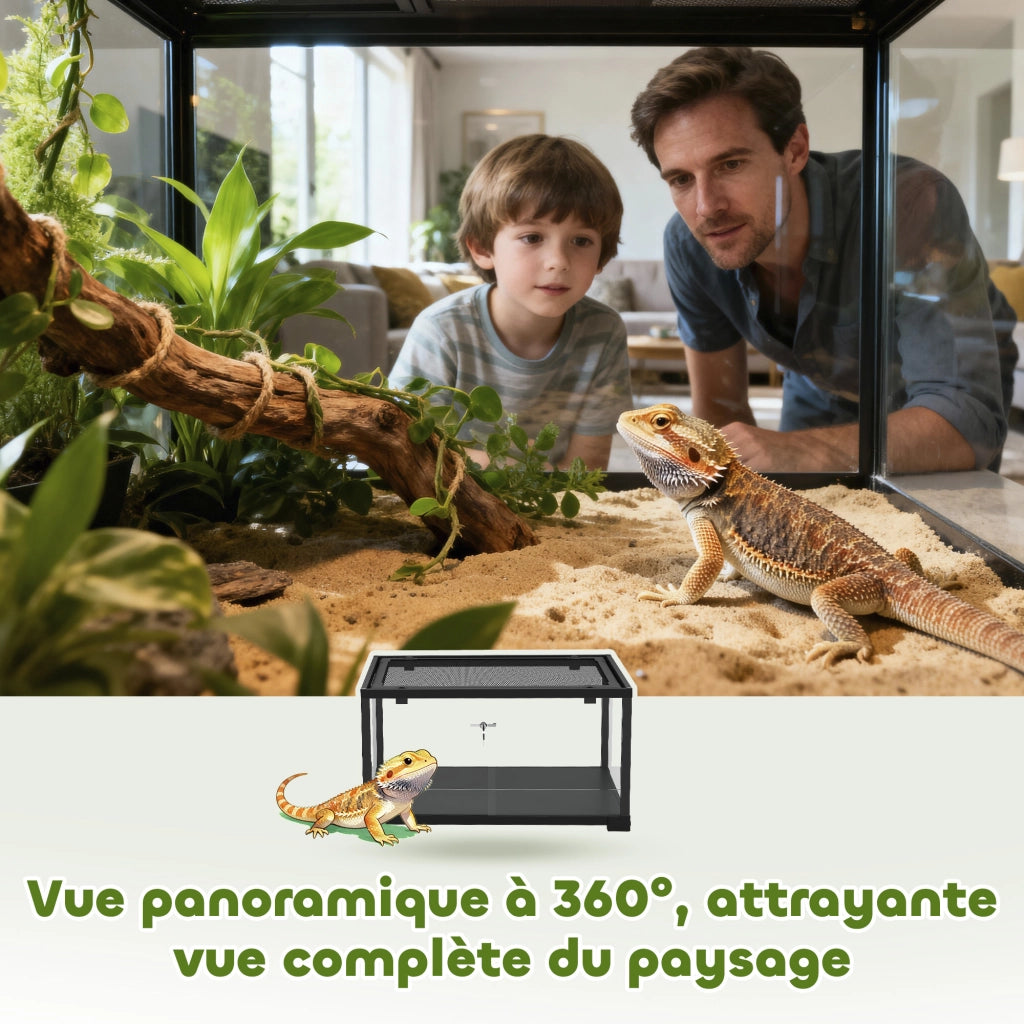 Terrario per rettili in vetro 86L ¨C zephmum ¨C nero 50.8x30.5x35.6cm