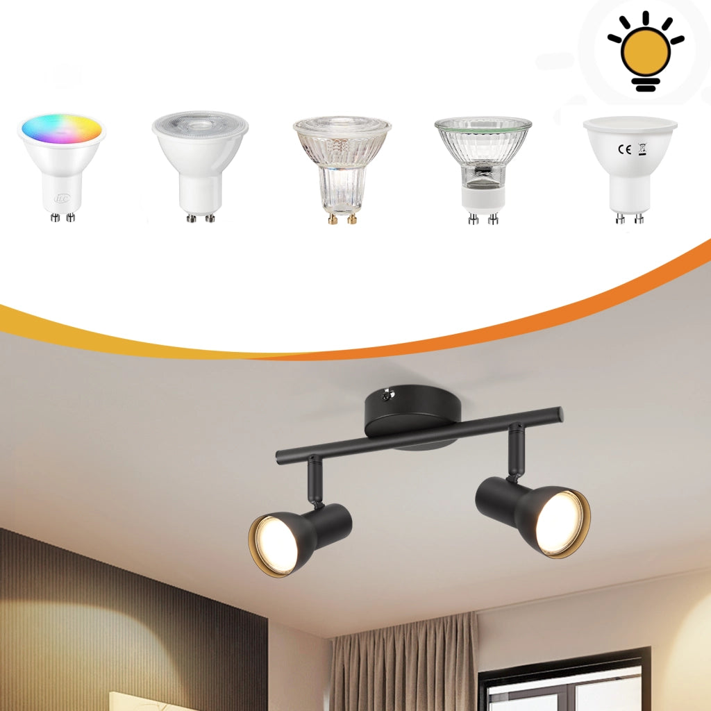 ZMH Faretto da soffitto neri 1 luce GU10 orientabili 350° metallo design moderno senza lampadina