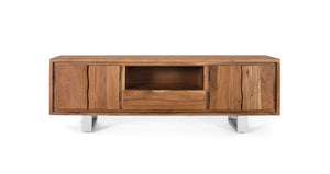 Mobile TV in massello di acacia naturale e metallo